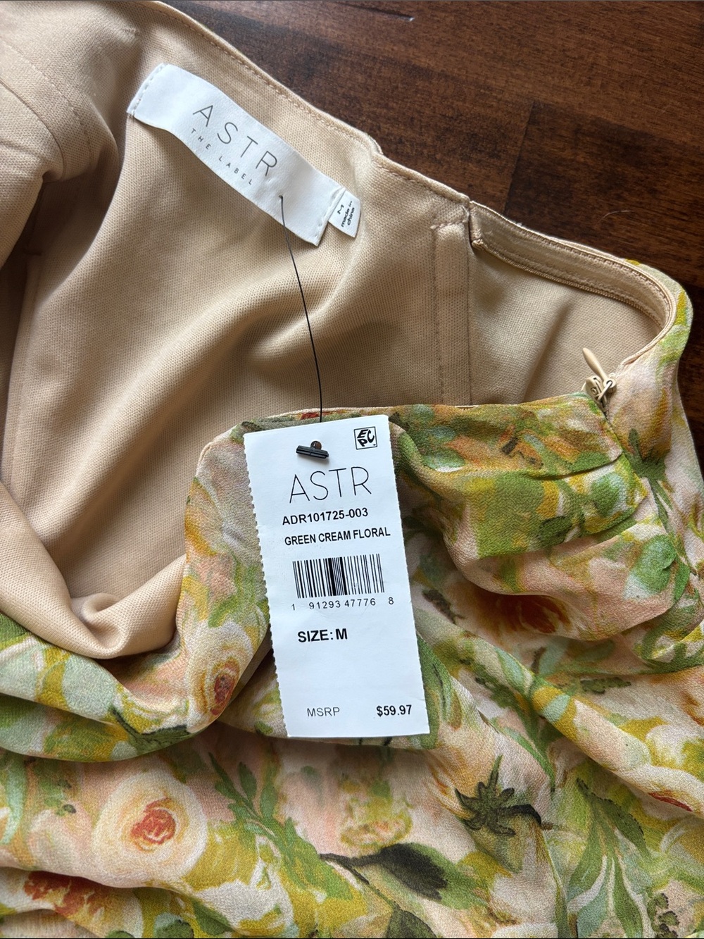 Astr One-Shoulder Floral Ruffle Maxi Dress in Green and Peach - Picture 5 of 5